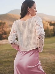 Rose Pink Tailored Satin Midi Skirt - Image 3 of 5