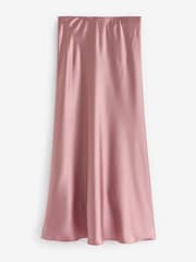 Rose Pink Tailored Satin Midi Skirt - Image 4 of 5