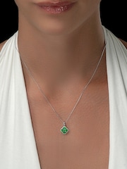 The Diamond Store Emerald 1.08ct Diamond 9k White Gold Clover Necklace - Image 2 of 3