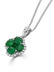 The Diamond Store Emerald 1.08ct Diamond 9k White Gold Clover Necklace - Image 4 of 4