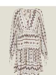 Accessorize White Fan Short Tiered Dress - Image 4 of 4