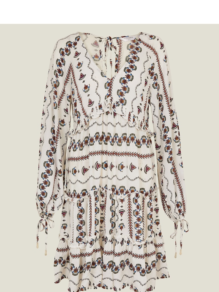 Accessorize White Fan Short Tiered Dress - Image 4 of 4 Accessorize White Fan Short Tiered Dress - Image 4 of 4