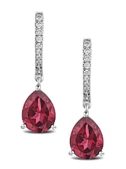 The Diamond Store Red Astra 6.80ct Lab Ruby And Diamond Drop Pear Earrings - Image 1 of 5