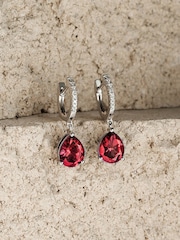 The Diamond Store Red Astra 6.80ct Lab Ruby And Diamond Drop Pear Earrings - Image 2 of 5