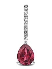 The Diamond Store Red Astra 6.80ct Lab Ruby And Diamond Drop Pear Earrings - Image 4 of 5