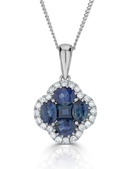 The Diamond Store Saphire 1.08ct Diamond 9k White Gold Clover Necklace - Image 2 of 4