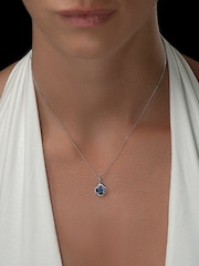 The Diamond Store Saphire 1.08ct Diamond 9k White Gold Clover Necklace - Image 3 of 4