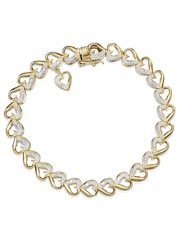 The Diamond Store White Diamond 18k Vermeil Heart Bracelet - Image 1 of 6