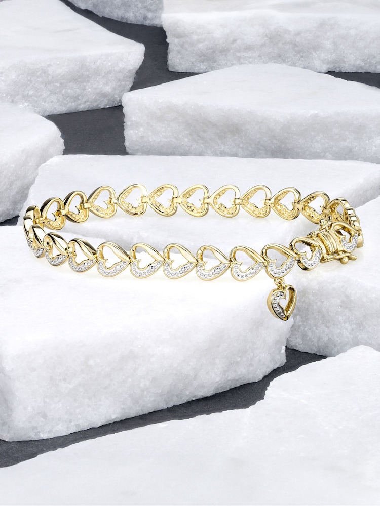 The Diamond Store White Diamond 18k Vermeil Heart Bracelet - Image 2 of 6