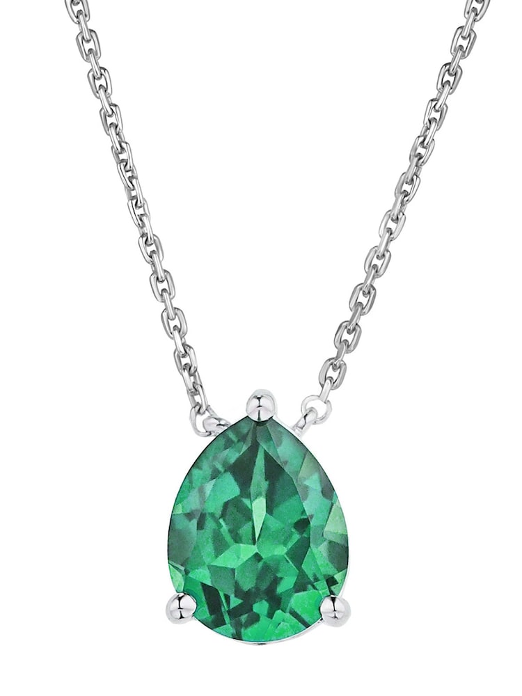The Diamond Store Green 3.5ct Lab Diamond Pear Necklace - Image 1 of 7