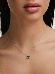 The Diamond Store Green 3.5ct Lab Diamond Pear Necklace - Image 2 of 7