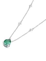The Diamond Store Green 3.5ct Lab Diamond Pear Necklace - Image 4 of 7