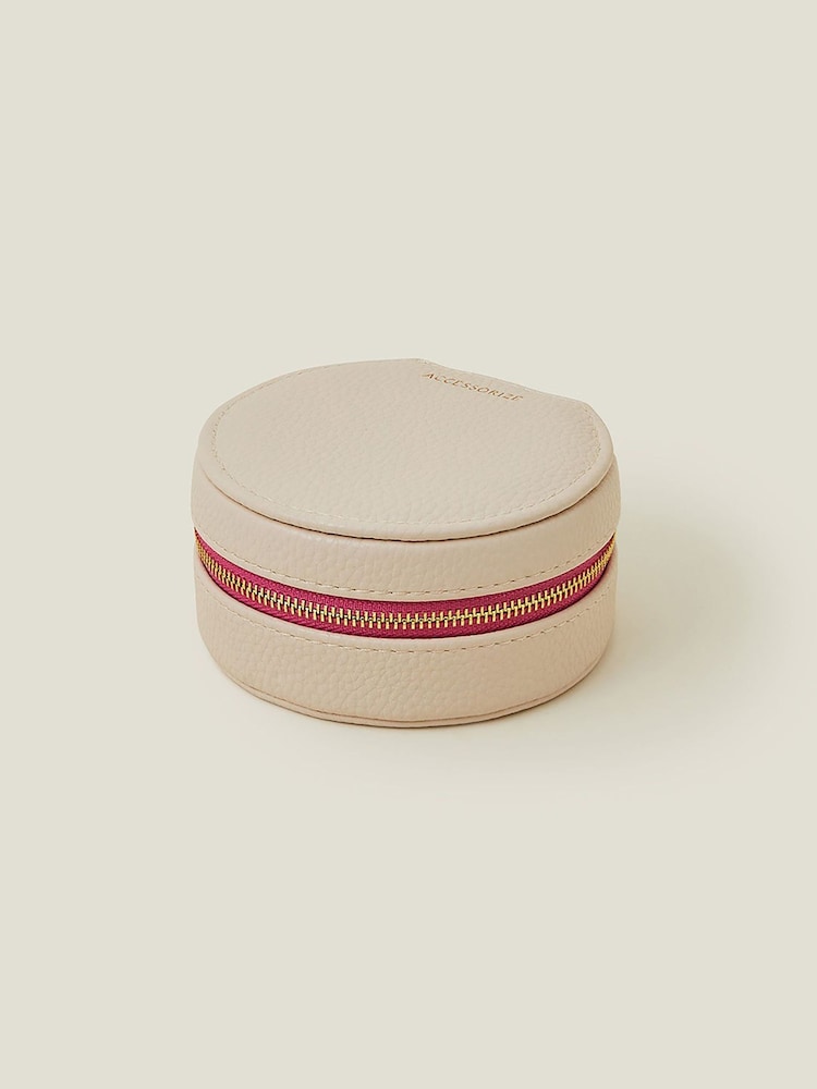 Accessorize Cream Medium Round Jewellery Box - Image 1 of 3