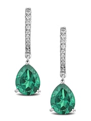 The Diamond Store Green Astra 4.60ct Lab Emerald And Diamond Pear Earrings - Image 1 of 5