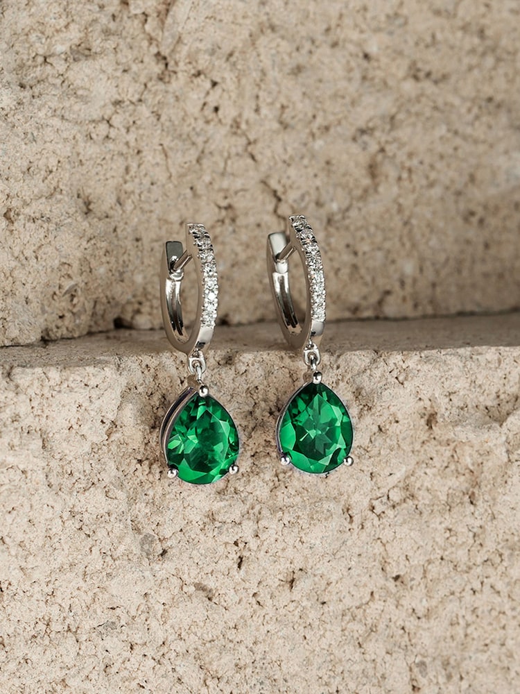 The Diamond Store Green Astra 4.60ct Lab Emerald And Diamond Pear Earrings - Image 2 of 5