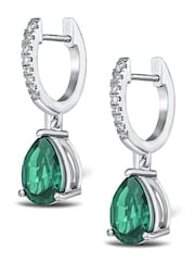 The Diamond Store Green Astra 4.60ct Lab Emerald And Diamond Pear Earrings - Image 3 of 5