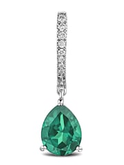 The Diamond Store Green Astra 4.60ct Lab Emerald And Diamond Pear Earrings - Image 4 of 5