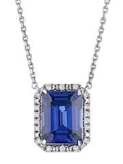 The Diamond Store Saphire Astra 2ct Lab Diamond Halo Necklace - Image 1 of 7