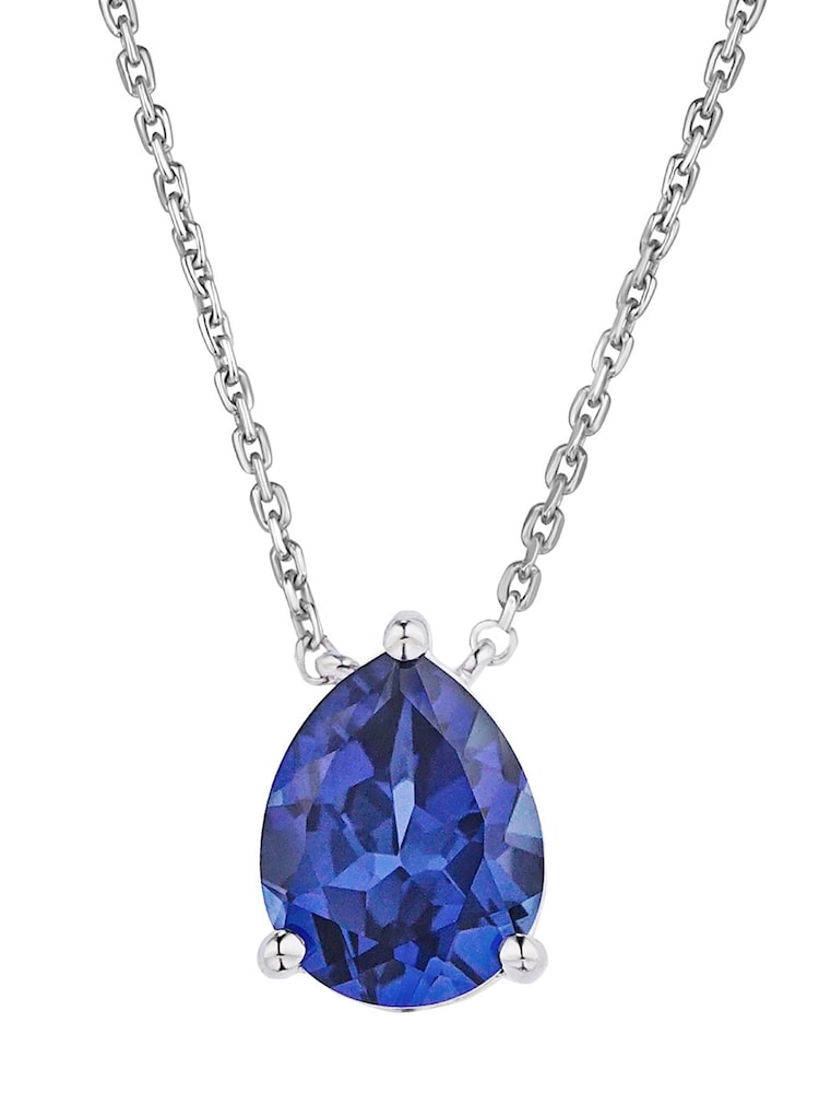 The Diamond Store Blue 3.5ct Lab Diamond Pear Necklace - Image 1 of 7
