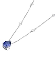 The Diamond Store Blue 3.5ct Lab Diamond Pear Necklace - Image 4 of 7