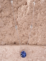 The Diamond Store Blue 3.5ct Lab Diamond Pear Necklace - Image 6 of 7