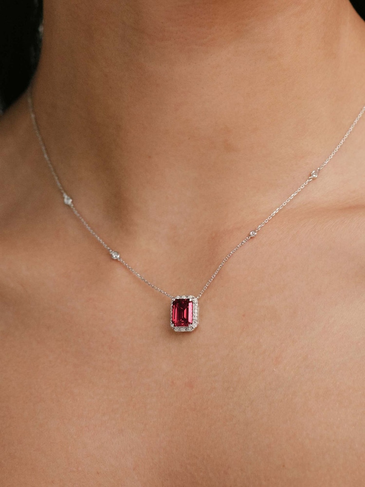 The Diamond Store Ruby Astra 2ct Lab Diamond Halo Necklace - Image 2 of 6