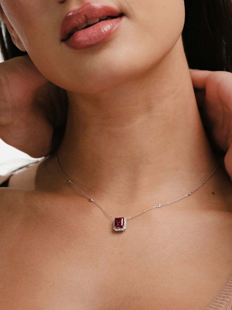 The Diamond Store Ruby Astra 2ct Lab Diamond Halo Necklace - Image 7 of 7 The Diamond Store Ruby Astra 2ct Lab Diamond Halo Necklace - Image 7 of 7