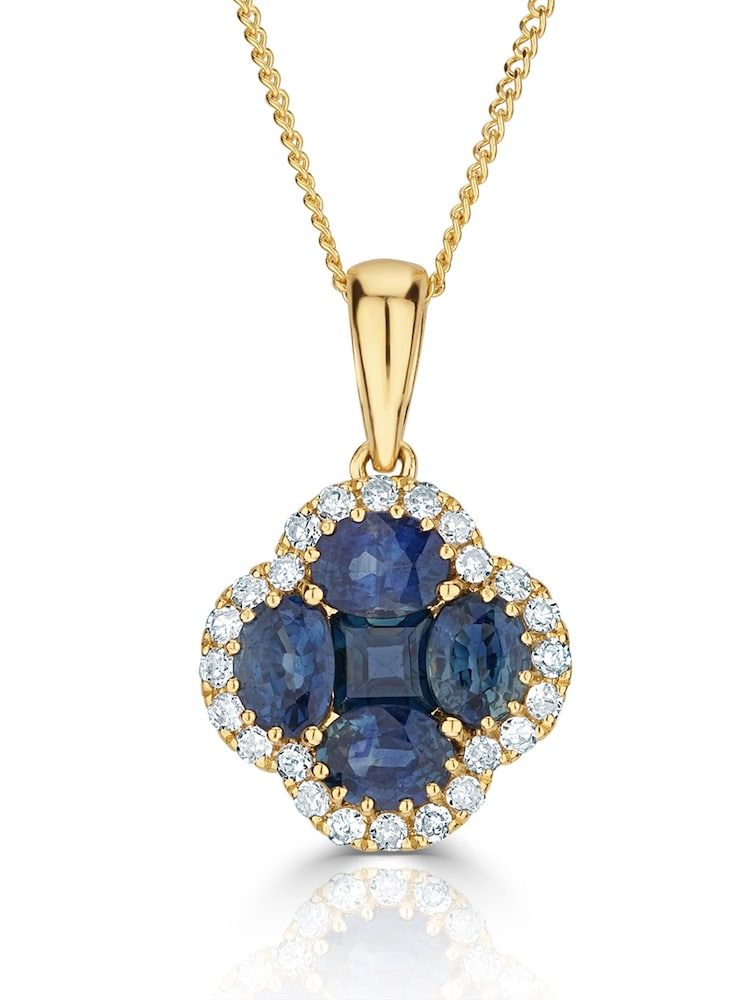 The Diamond Store Emerald 1.08ct Diamond 9k Gold Clover Necklace - Image 2 of 4