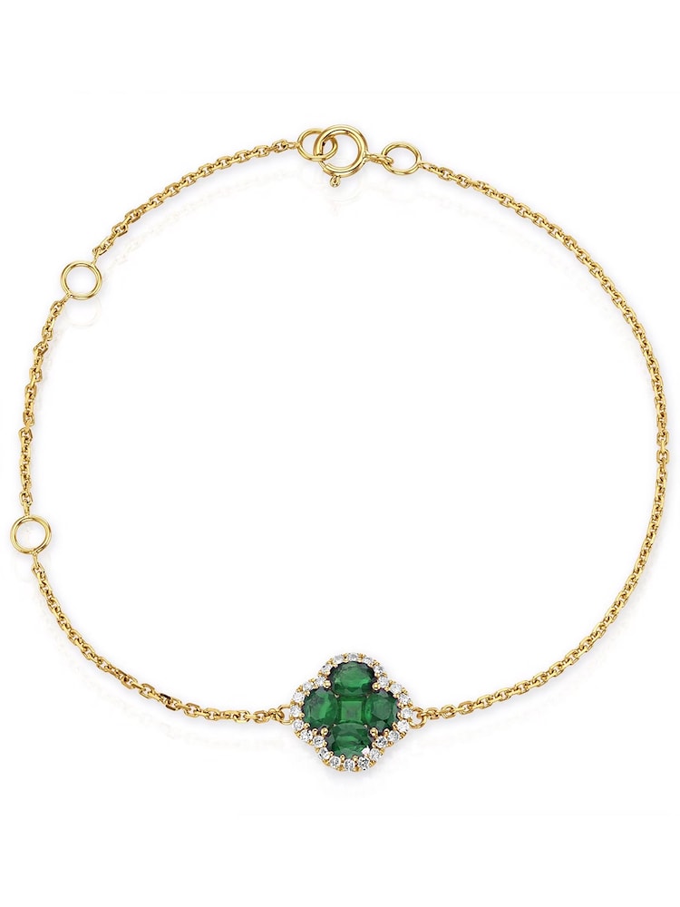 The Diamond Store Emerald 1.01ct Diamond 9k Gold Clover Bracelet - Image 1 of 3