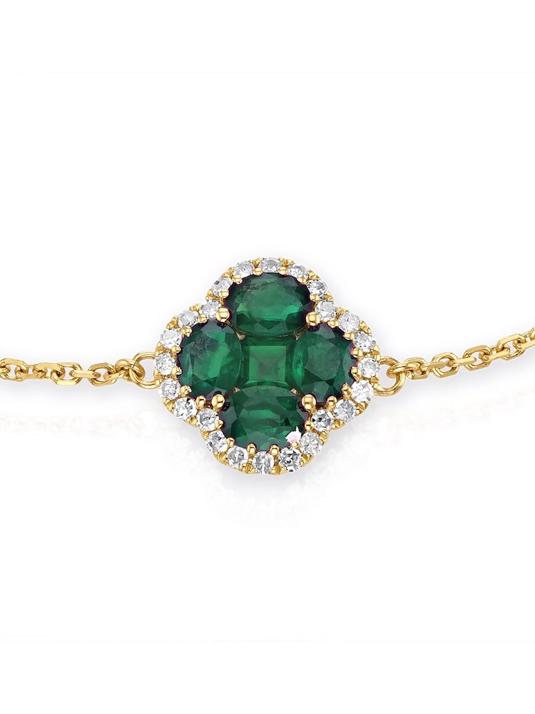 The Diamond Store Emerald 1.01ct Diamond 9k Gold Clover Bracelet - Image 2 of 3