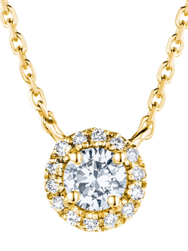 The Diamond Store White Gold 0.4ct Lab Diamond 9k Gold Halo Necklace - Image 1 of 6