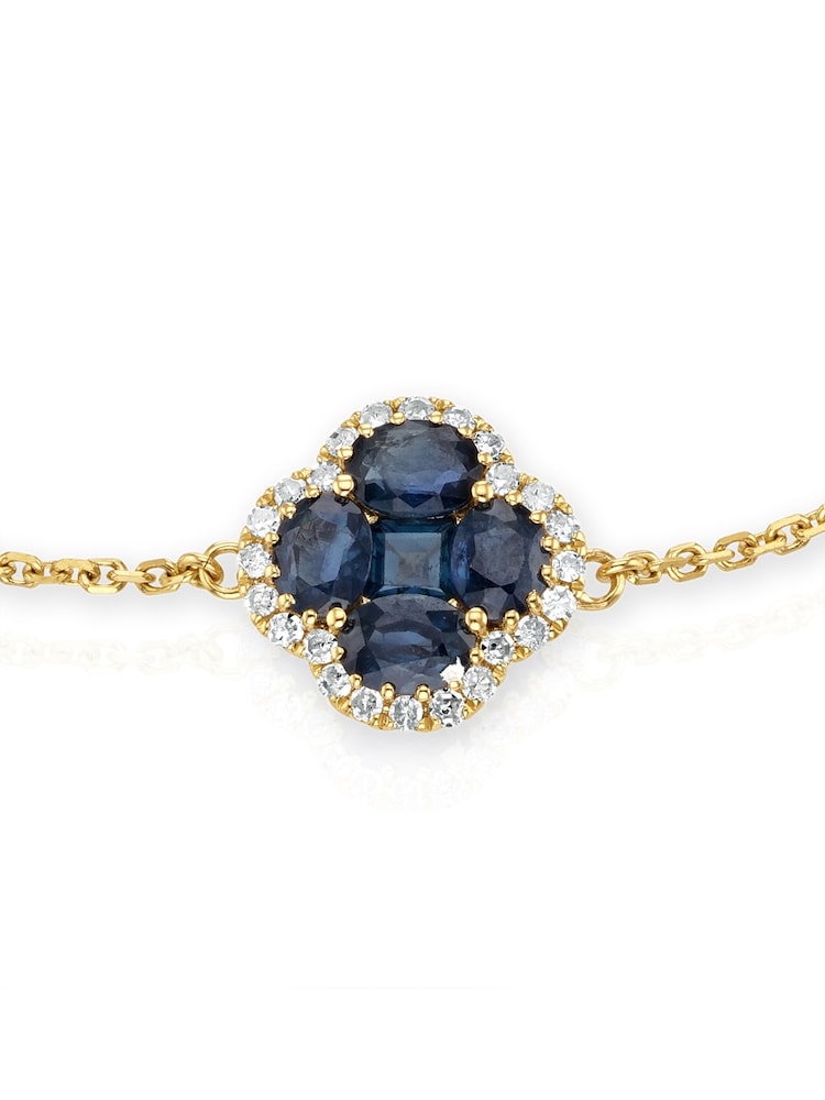 The Diamond Store Saphire 1.01ct Diamond 9k Gold Clover Bracelet - Image 2 of 3 The Diamond Store Saphire 1.01ct Diamond 9k Gold Clover Bracelet - Image 2 of 3