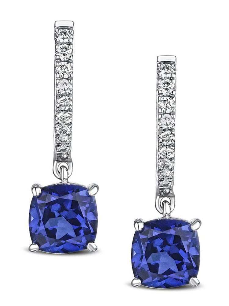 The Diamond Store Blue Astra 4ct Lab Diamond Drop Earrings - Image 1 of 5