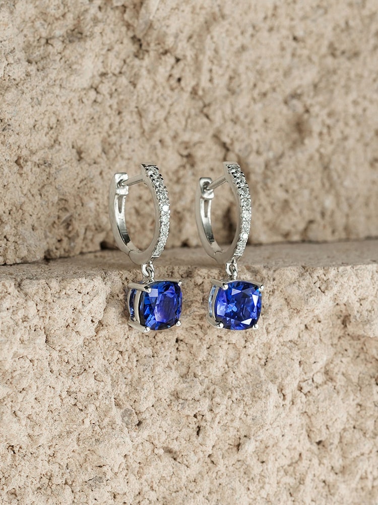 The Diamond Store Blue Astra 4ct Lab Diamond Drop Earrings - Image 2 of 5