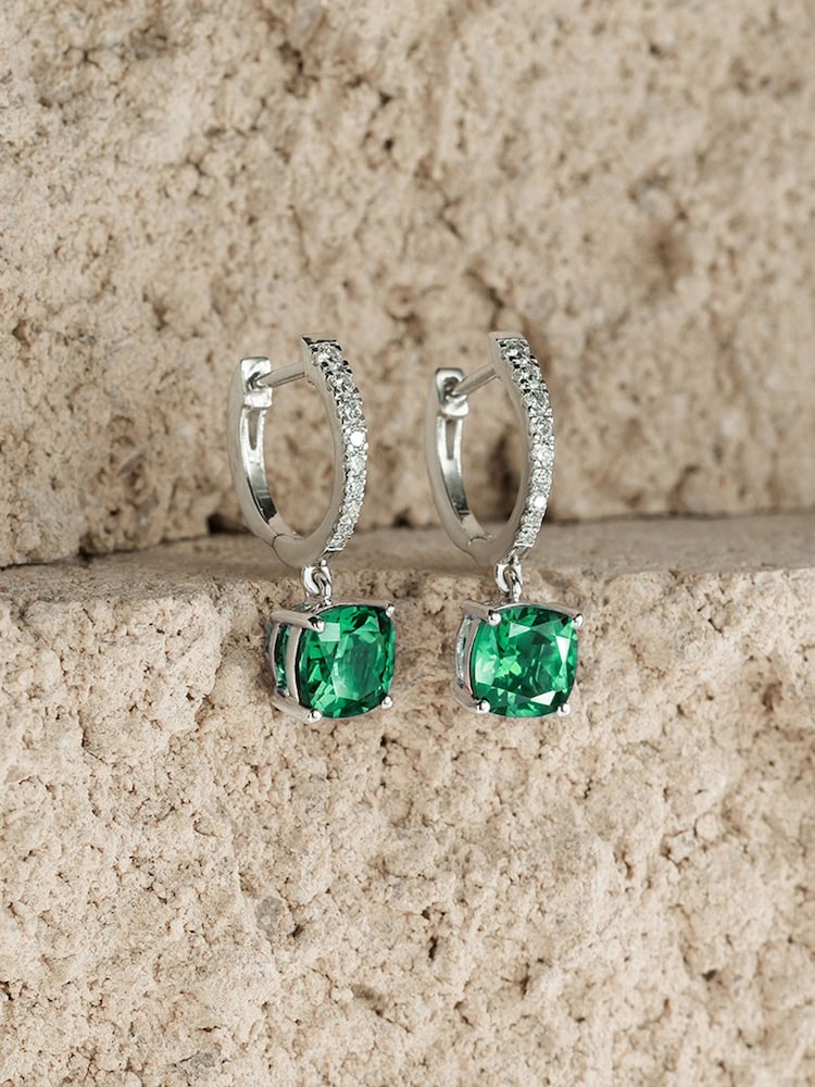 The Diamond Store Green Astra 4ct Lab Diamond Drop Earrings - Image 2 of 5