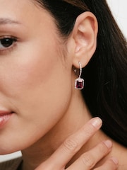 The Diamond Store Red Astra 3.50ct Lab Ruby And Diamond Halo Drop Earrings - Image 2 of 6