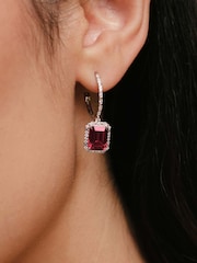 The Diamond Store Red Astra 3.50ct Lab Ruby And Diamond Halo Drop Earrings - Image 4 of 6