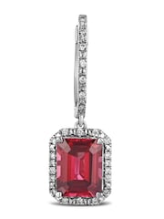 The Diamond Store Red Astra 3.50ct Lab Ruby And Diamond Halo Drop Earrings - Image 5 of 6