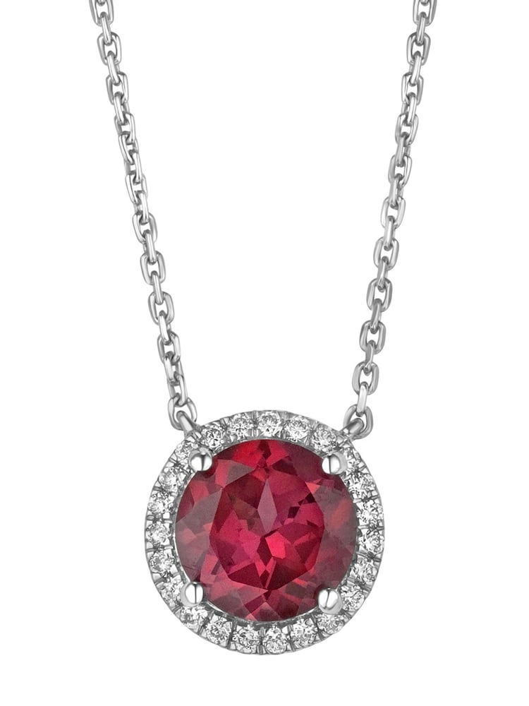 The Diamond Store Red Astra 3.60ct Lab Ruby Diamond Halo Necklace - Image 1 of 8