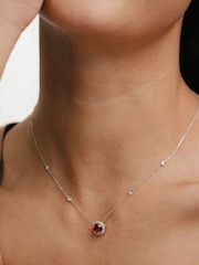 The Diamond Store Red Astra 3.60ct Lab Ruby Diamond Halo Necklace - Image 5 of 8