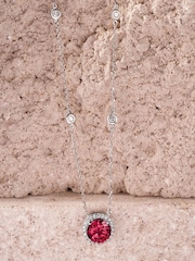 The Diamond Store Red Astra 3.60ct Lab Ruby Diamond Halo Necklace - Image 7 of 8