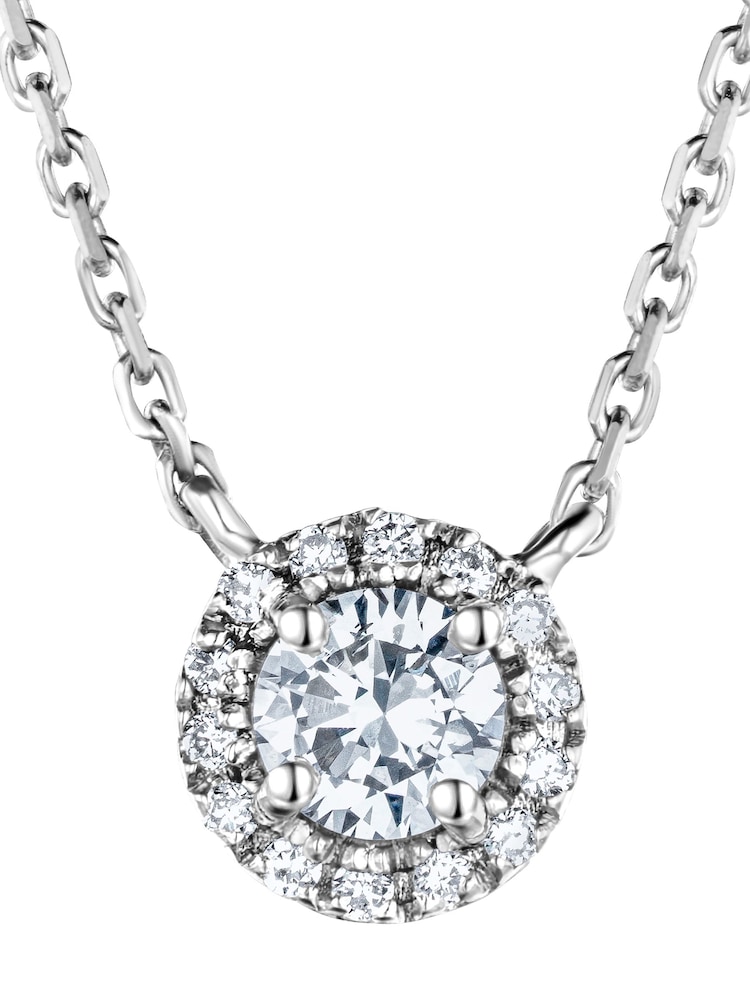 The Diamond Store Gold 0.4ct Lab Diamond 9k Halo Necklace - Image 1 of 6