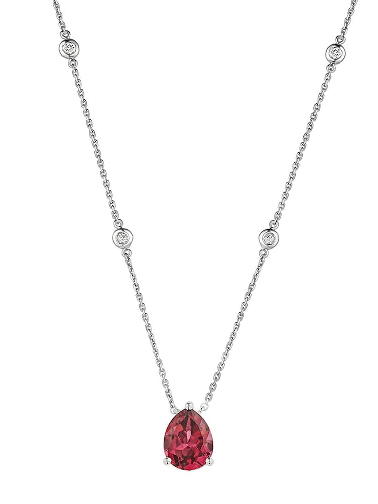 The Diamond Store Red 3.5ct Lab Diamond Pear Necklace - Image 2 of 6