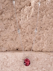The Diamond Store Red 3.5ct Lab Diamond Pear Necklace - Image 4 of 6