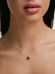 The Diamond Store Red 3.5ct Lab Diamond Pear Necklace - Image 5 of 6