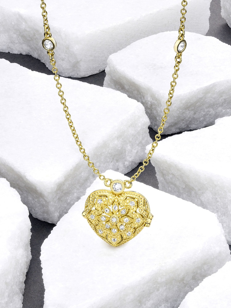 The Diamond Store White Topaz And Lab Diamond Heart Locket - Image 2 of 8