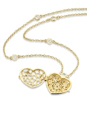 The Diamond Store White Topaz And Lab Diamond Heart Locket - Image 3 of 8