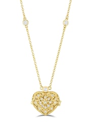 The Diamond Store White Topaz And Lab Diamond Heart Locket - Image 4 of 8