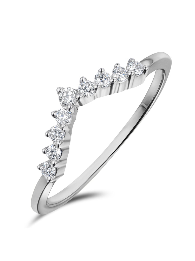 The Diamond Store White Gold 0.15ct 9k Lab Diamond Wishbone Ring - Image 1 of 6