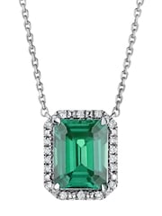 The Diamond Store Emerald Astra 2ct Lab Diamond Halo Necklace - Image 1 of 7